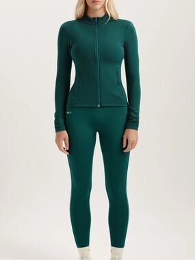 SET Active Warm Up jacket and Duo stripe leggings set size L in shade Peak